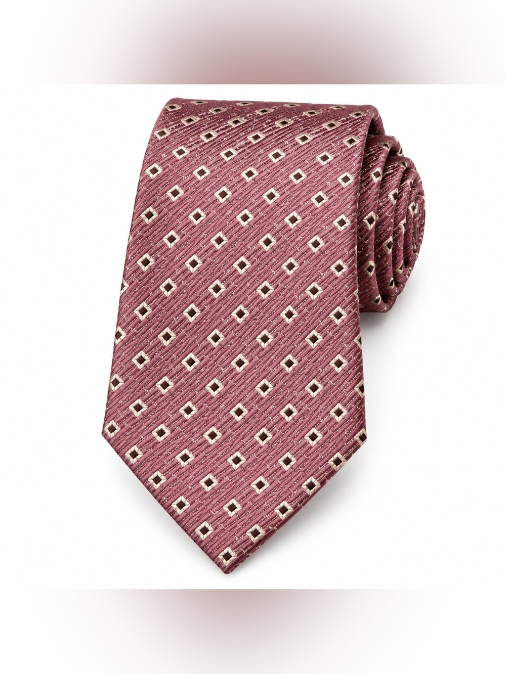 Ermenegildo Zegna 100% Silk Geometric Tie Pink Mauve